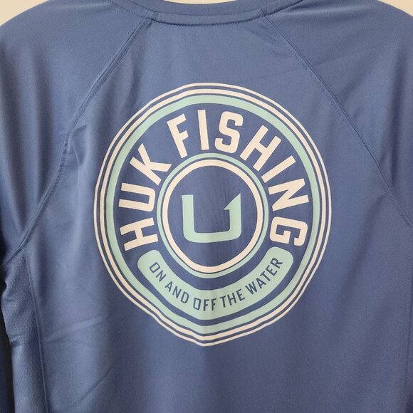 Huk Fishing Shirt Mens Performance Pursuit Long Sleeve Ice Blue Mens Small NEW - Picture 3 of 10